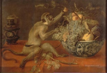 Animal Painting - Snyders Frans Still Life with a Monkey